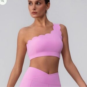 Trendy Boutique Pink One-Shoulder Sports Bra size medium